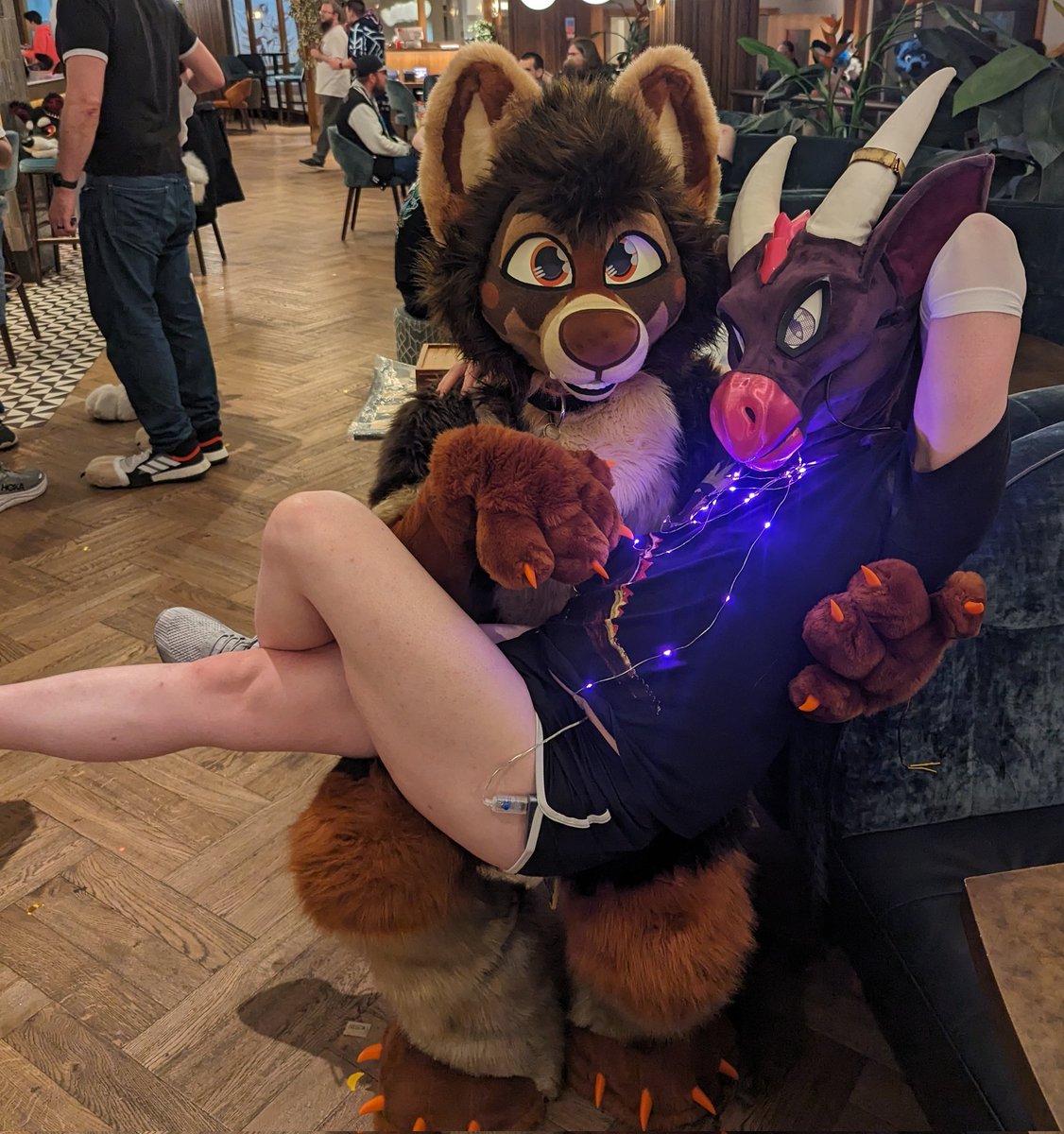 DovDragon's tweet image. Mmmh, I got manhandled by a big bad beardog, but Dragons have an irresistible power all of our own~
Who's your pick?~
#FursuitFriday #fursuit