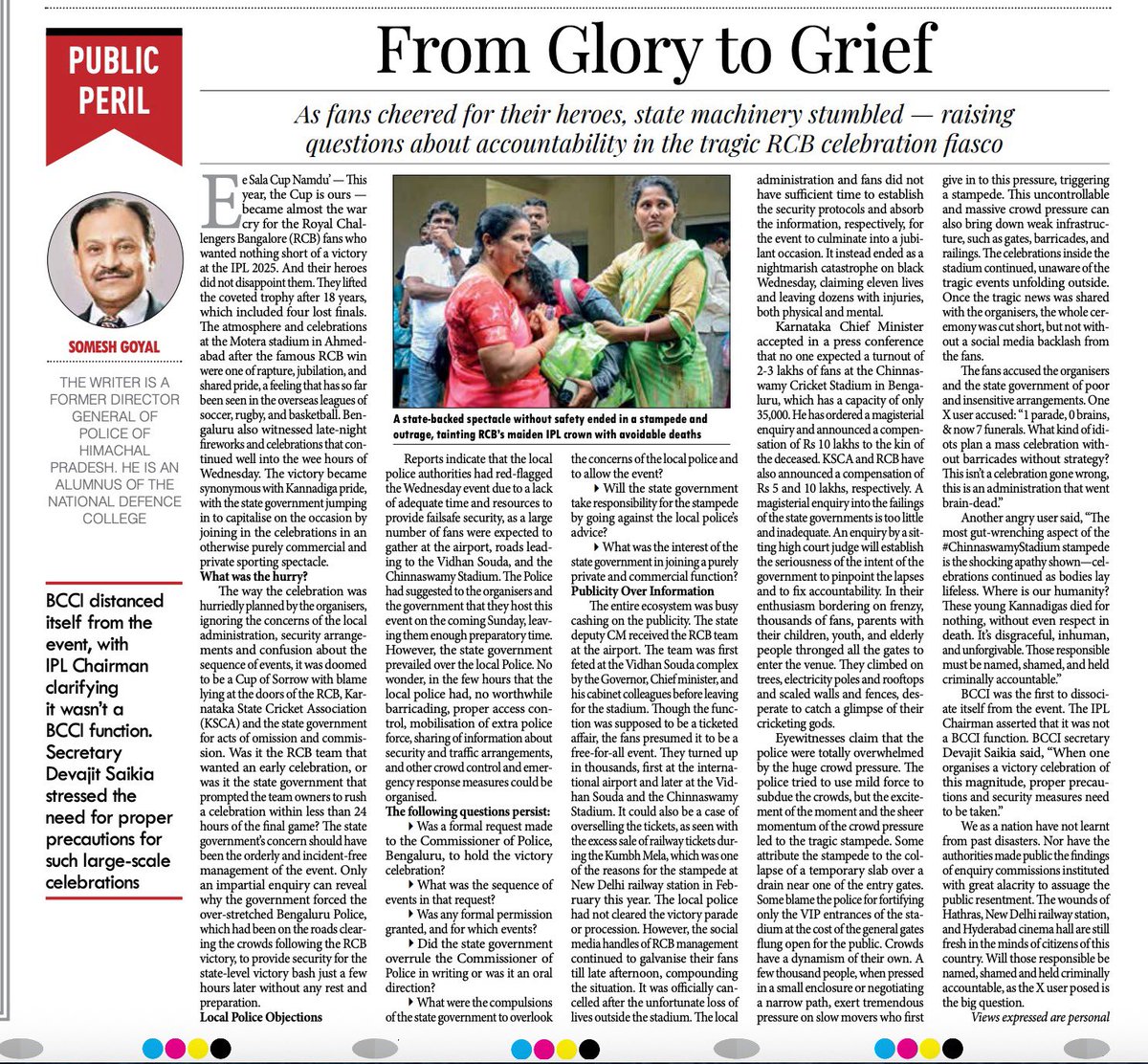 Bengaluru stampede was avoidable. My take in today’s Millennium Post.