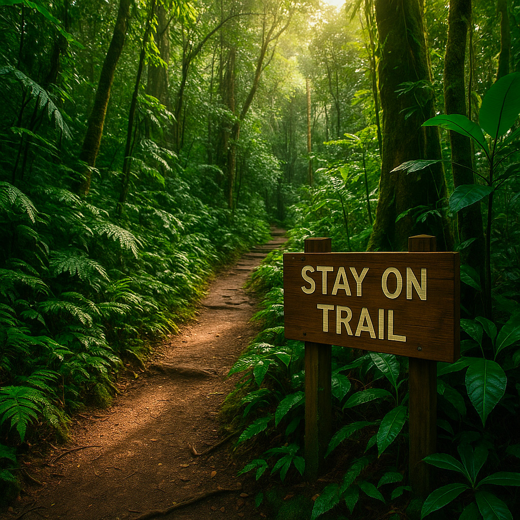 Stay on the trail, save the forest. One off-path step in the #VanillaIslands can crush orchids &amp; lemur habitat. #LeaveNoTrace