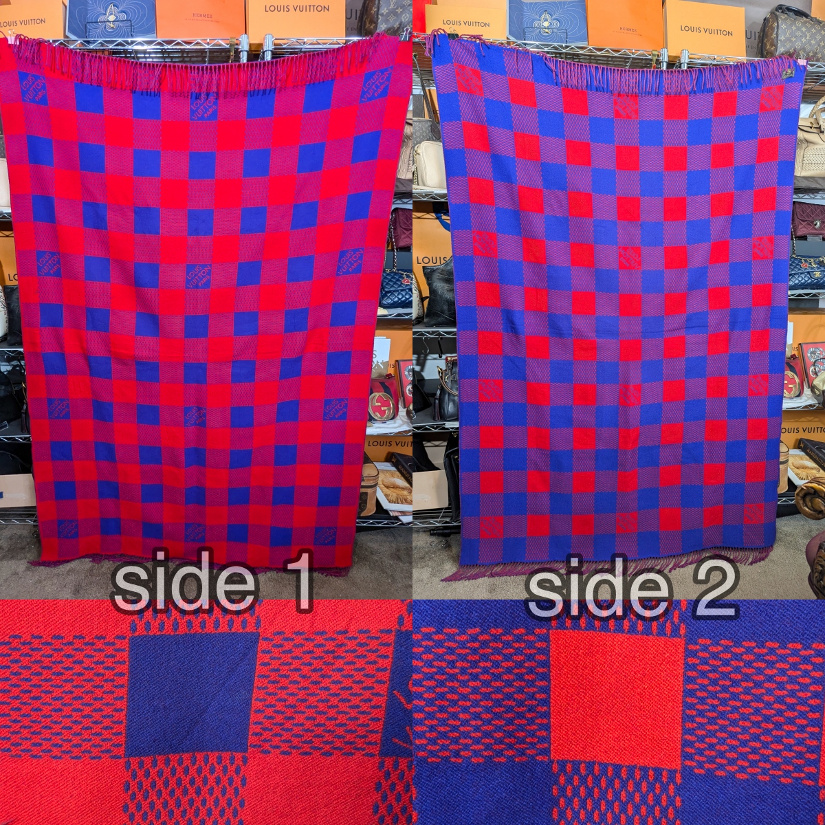 lvdeeaz's tweet photo. LOUIS VUITTON 2012 Damier Masai Large Wool Rug Blanket - ultra rare, nearly impossible to find. Details at https://t.co/W5CDWn7gKW https://t.co/RgTrSyeQ47