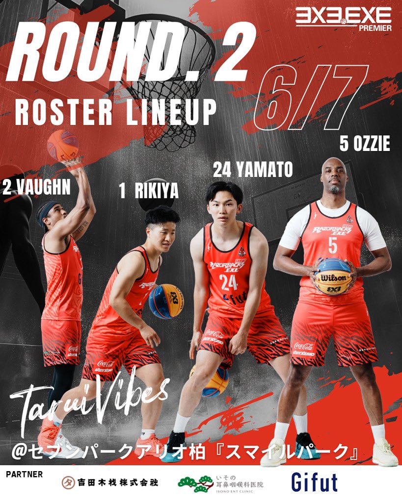 taruirazorbacks's tweet photo. 3x3 EXE PREMIR ROUND 2  ロスター発表💪さらに上位を目指します🔥
🗓️2025.6.7 Sat
#1　RIKIYA（加藤 力也）
#2　VAUGHN（ヴォーン）
#5　OZZIE（オジー）　
#24  YAMATO（西尾 大和） 

12:00-  vs EDEN.EXE
14:15-  vs TOKYO VERDY.EXE
16:30-  準決勝、決勝
@3x3league 
 #垂井 https://t.co/n0oniSovLh