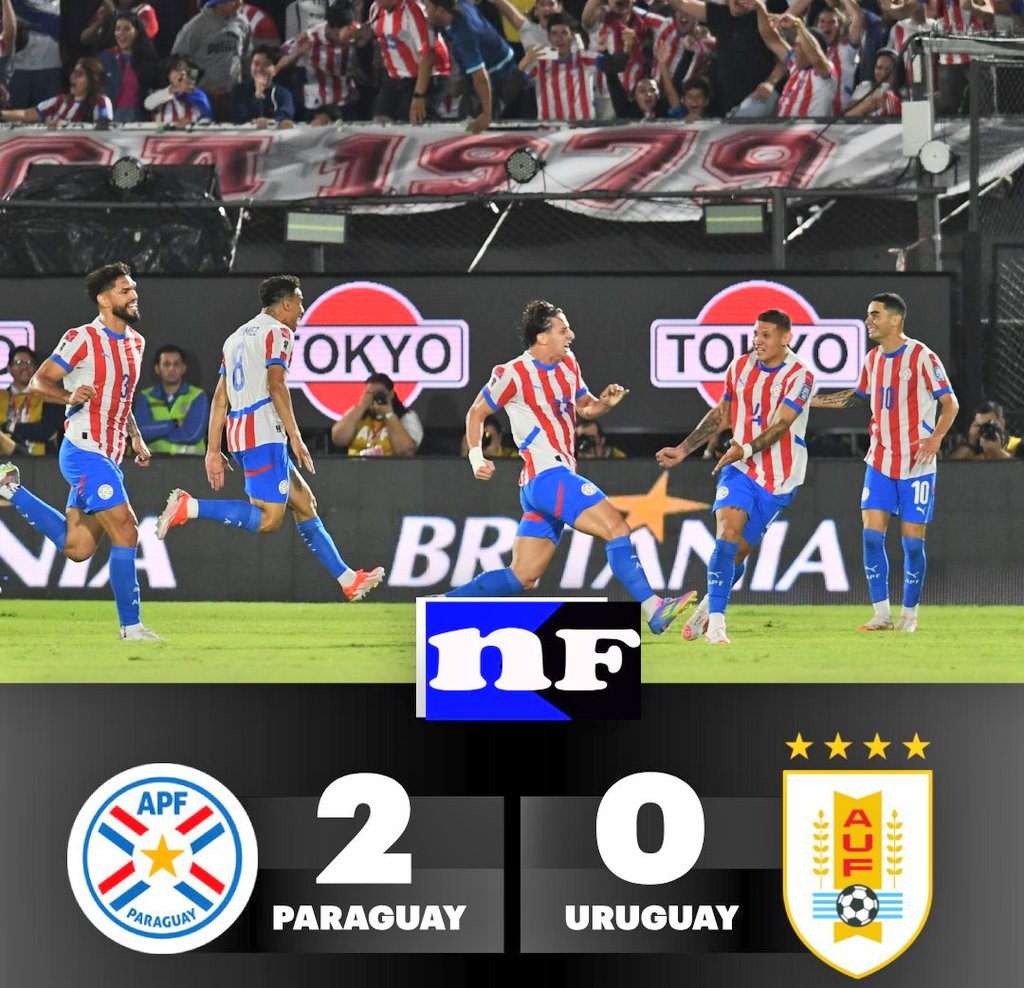 NetamenteFutbol's tweet photo. #Eliminatorias2026
LA ALBIRROJA ESTÁ CADA VEZ MÁS CERCA DEL MUNDIAL!! 
Por la fecha 15, Paraguay 🇵🇾 (3°) se hace fuerte de local y vencio 2-0 a Uruguay 🇺🇾 (5°) en el Defensores del Chaco y ya piensa en el Brasil 🇧🇷 de Carleto.
Goles ⚽
1-0 Matías Galarza (P)
2-0 Julio Enciso (P) https://t.co/nMvMexIByy
