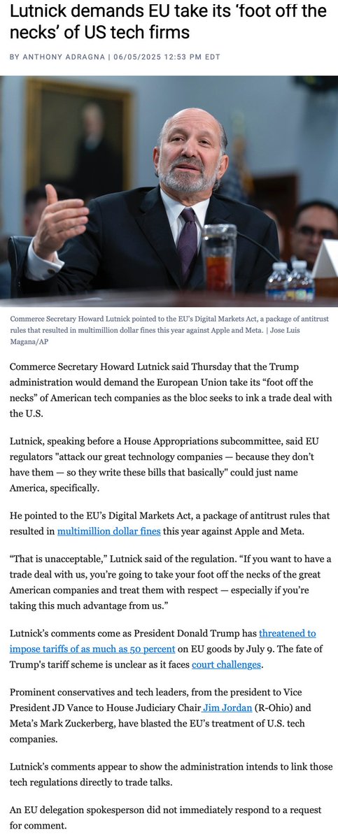 joel_kaplan's tweet image. Thank you Commerce Secretary @howardlutnick for standing up for American businesses.