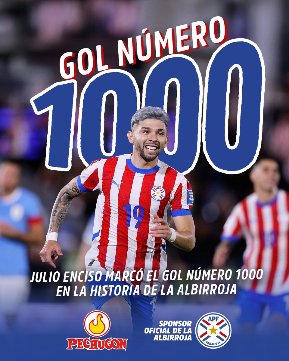 ¡Histórico! 🇵🇾🔥

El gol de Julio Enciso no solo nos acerca al Mundial, ¡sino que marca el gol número 1000 en la historia de la Albirroja! ⚽️✈️

Un momento de emoción, orgullo y esperanza para todo un país.

Desde Pechugon, celebramos este hito como sponsor oficial de la