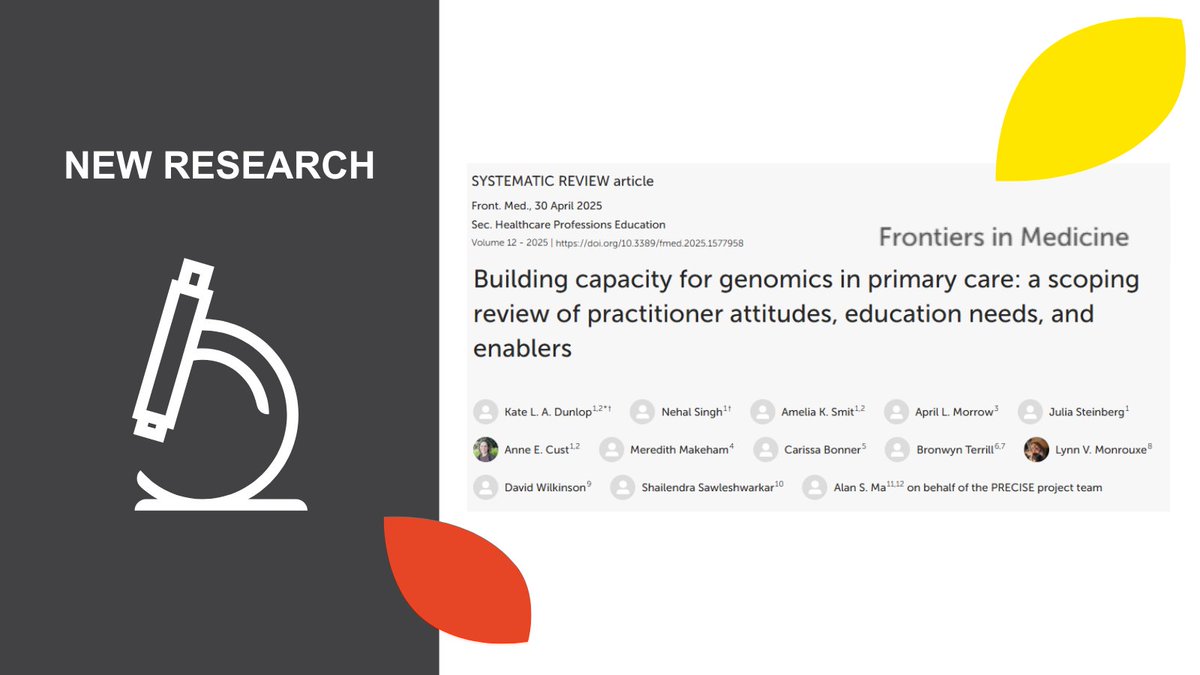 The Daffodil Centre (@daffodilcentre) on Twitter photo NEW RESEARCH🔬| Our latest review explores what primary care practitioners need to confidently integrate genomics into everyday practice - from addressing education gaps to identifying key enablers for implementation.
READ MORE🔗 doi.org/10.3389/fmed.2…
✍️ <a href="/_ameliaksmit/">Amelia Smit</a> | NEW RESEARCH🔬| Our latest review explores what primary care practitioners need to confidently integrate genomics into everyday practice - from addressing education gaps to identifying key enablers for implementation.
READ MORE🔗 doi.org/10.3389/fmed.2…
✍️ <a href="/_ameliaksmit/">Amelia Smit</a> |