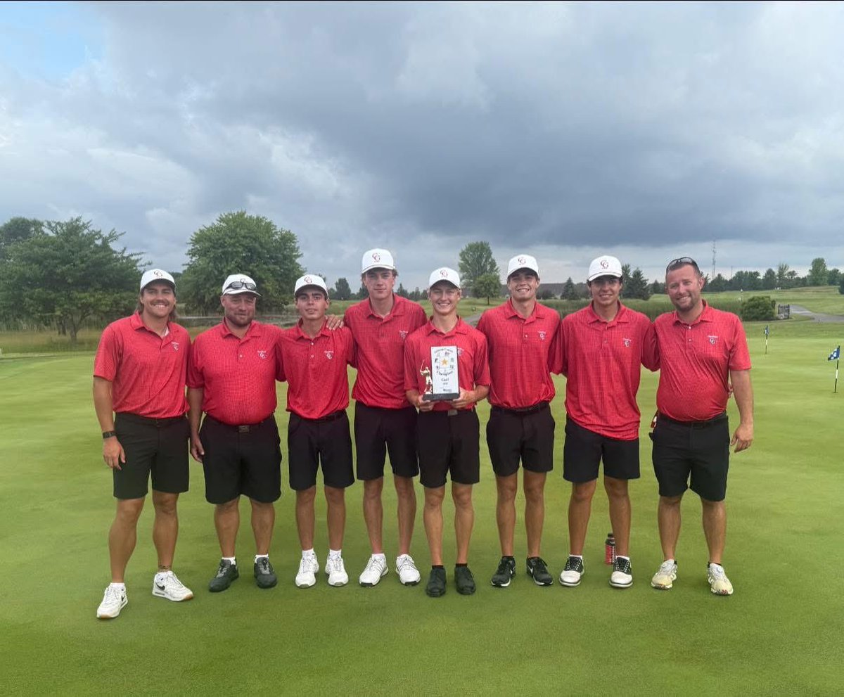 Trojans wrap up the regular season with a county championship! Team fires a 289 to bring home the title.

Nathan Springer - 71
Brody Holubar - 72
Drew Hardin - 72
Noah Parsetich - 74
James Beetz - 76

Ready for sectionals on Monday!