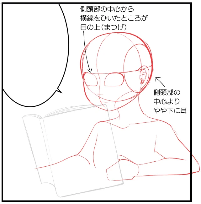 アタリに側頭骨描く方法
最近やってるんだけど描きやすい!

側頭骨を小さくするほど大人っぽく、大きくするほど子どもっぽくなる気がする 