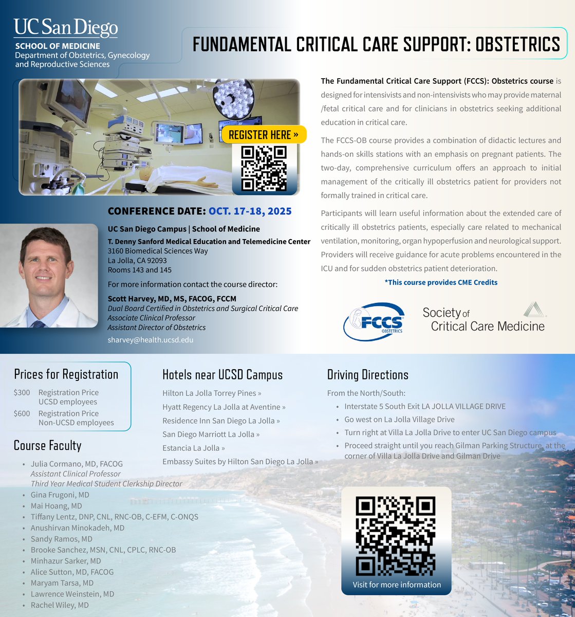 UC San Diego OBGYN (@ucsd_obgyn) on Twitter photo Join <a href="/UCSD_ObGyn/">UC San Diego OBGYN</a> for the Fundamental Critical Care Support: Obstetrics Conference w/ Scott Harvey, MD OCT. 17-18, 2025. FCCS is a globally recognized program & educational course to enhance #criticalcare skills in #obstetrics held <a href="/UCSDMedSchool/">UC San Diego School of Medicine</a>’s world-class simulation center. Join <a href="/UCSD_ObGyn/">UC San Diego OBGYN</a> for the Fundamental Critical Care Support: Obstetrics Conference w/ Scott Harvey, MD OCT. 17-18, 2025. FCCS is a globally recognized program & educational course to enhance #criticalcare skills in #obstetrics held <a href="/UCSDMedSchool/">UC San Diego School of Medicine</a>’s world-class simulation center.