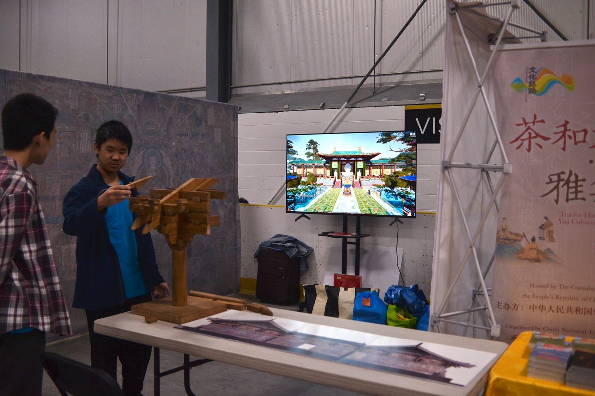 ChinaPavilion1's tweet photo. COSMOS IN A NUTSHELL,” showcasing Song Dynasty architecture &amp; Buddhist murals from Kaihua Temple, Shanxi, made its North American debut at Carassauga 2025. Co-hosted by Tsinghua Univ. &amp; Chinese Association of Mississauga. Deeply praised by visitors. #ChinaPavilion https://t.co/A1qQ8XT20S