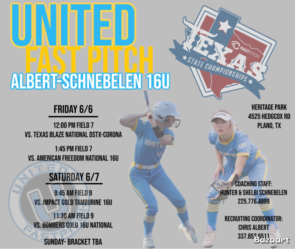 KateHerron09's tweet photo. Texas State Championship Friday/Saturday Schedule!! Super excited to play and hope to see lots of these amazing coaches! 🔥 @caseydickson717 @ChrisBartels20 @da_shipley99 @CoachRonFrost @MarandaShain @CoachReedUTTSB https://t.co/gvTPWdeigG