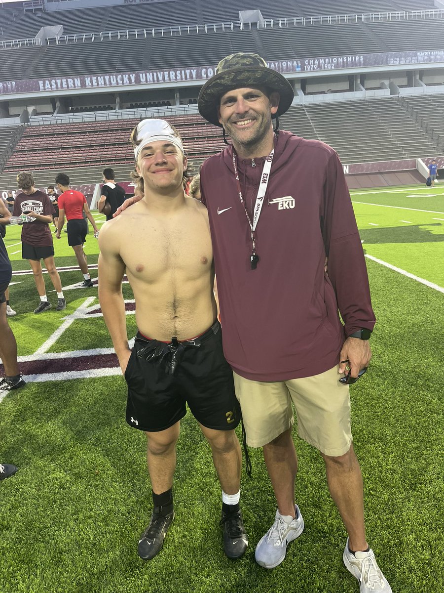 judefitz35's tweet photo. Great environment at the @EKUFootball camp tonight. Grateful for all the coaching and coordinating from @CoachDerekDay and @EKUWWells and can’t wait to be back on campus!
@BaxterFootball https://t.co/AXin7NVNfe