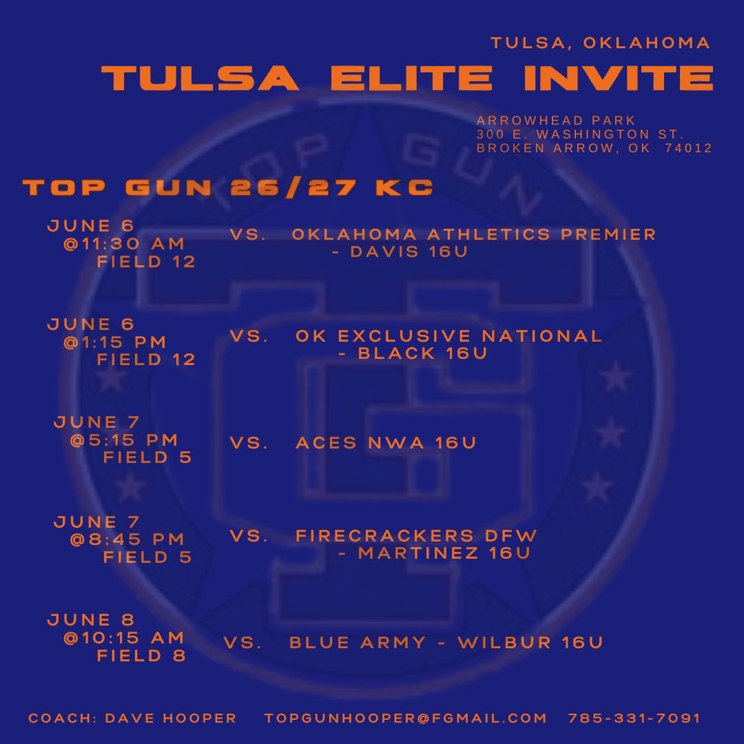 Top Gun 26/27 KC (@topgun0809ks) on Twitter photo Back to work this weekend in Tulsa. Looking forward to building on our success last weekend. <a href="/topgunfastpitch/">Top Gun Fastpitch</a> <a href="/TopGunEvents/">Top Gun Events</a> <a href="/TulsaElite/">Tulsa Elite Sports</a> Back to work this weekend in Tulsa. Looking forward to building on our success last weekend. <a href="/topgunfastpitch/">Top Gun Fastpitch</a> <a href="/TopGunEvents/">Top Gun Events</a> <a href="/TulsaElite/">Tulsa Elite Sports</a>