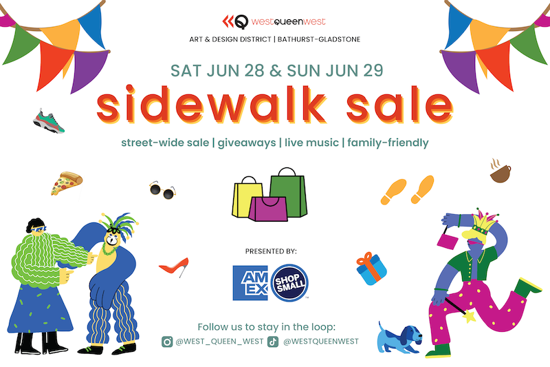 🎉 Hey friends, we are having a Sidewalk Sale Jun 28-29 – it'll be a weekend of family fun, exclusive sales &amp; street vibes from Bathurst to Gladstone. Join us! 
#shoplocal #torontoevents #westqueenwest #torontoneighbourhoods