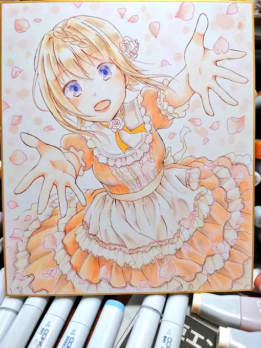 フリートドック神戸の新刊用色紙、頑張って塗ってます! ひとまず午前中でヴィクトリアスとパースの塗りがほぼ完成!