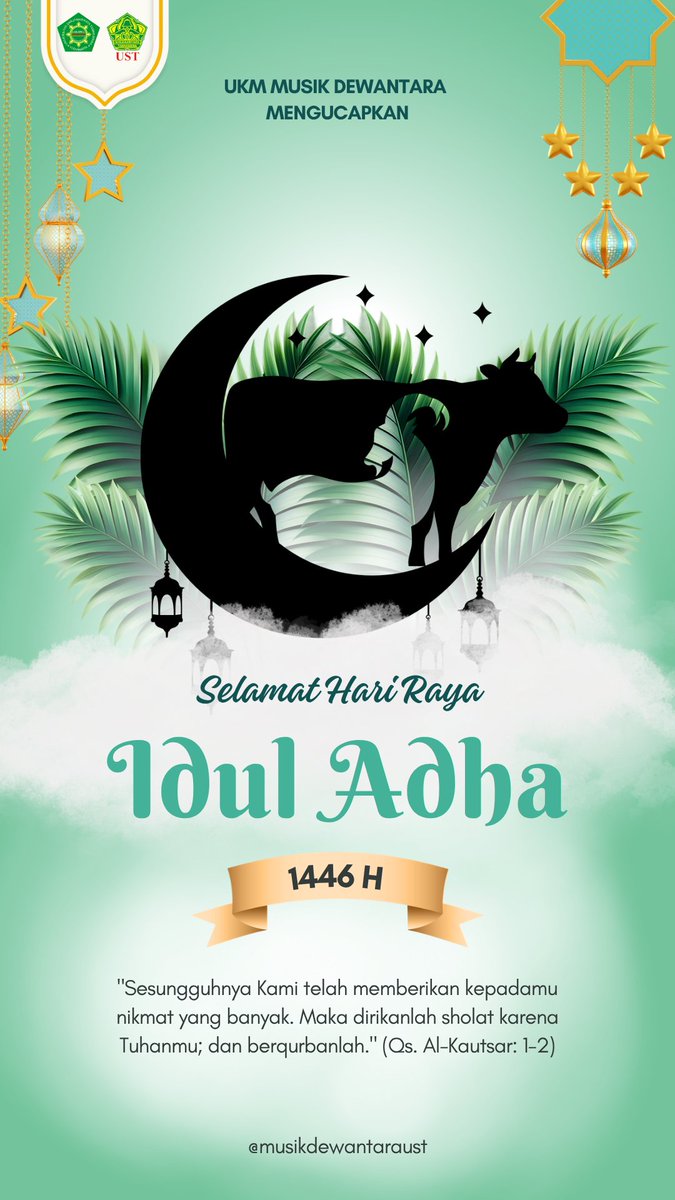 Salam Musik✨
*UKM Musik Dewantara mengucapkan:*
*Selamat Idul Adha 1446 H.*
Semoga semangat berkurban menumbuhkan ketulusan, dan harmoni silaturahmi terus terjaga seperti indahnya nada yang berpadu.✨🐑🐄
#EidAlAdha