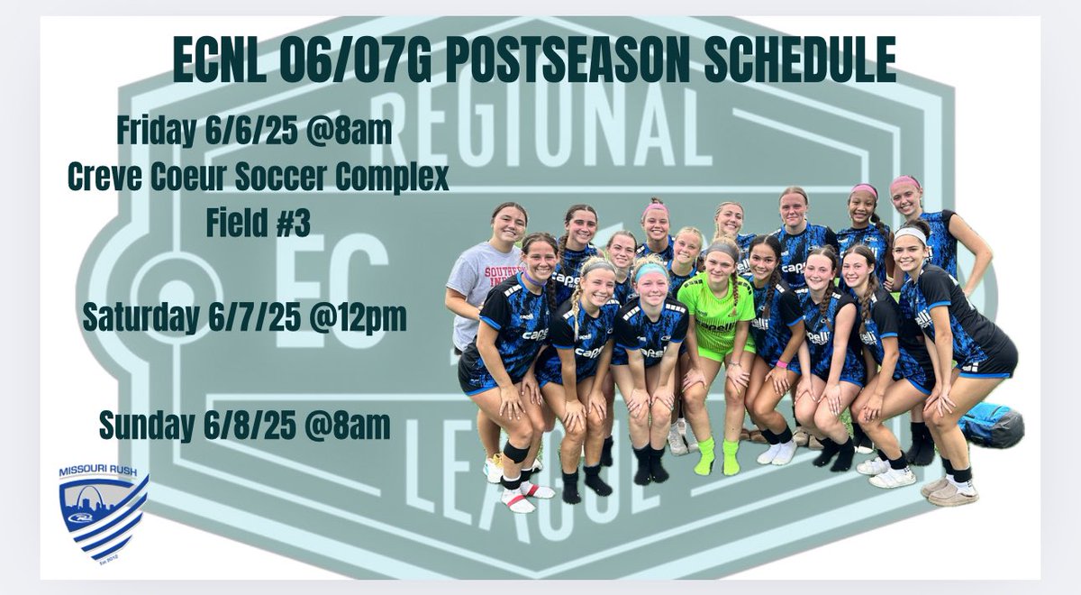 MORushECRL07G's tweet image. 🚨POST SEASON PLAY🚨
The girls are back!! Excited to play this weekend in the ECNL Regional League Playoffs here in STL!
