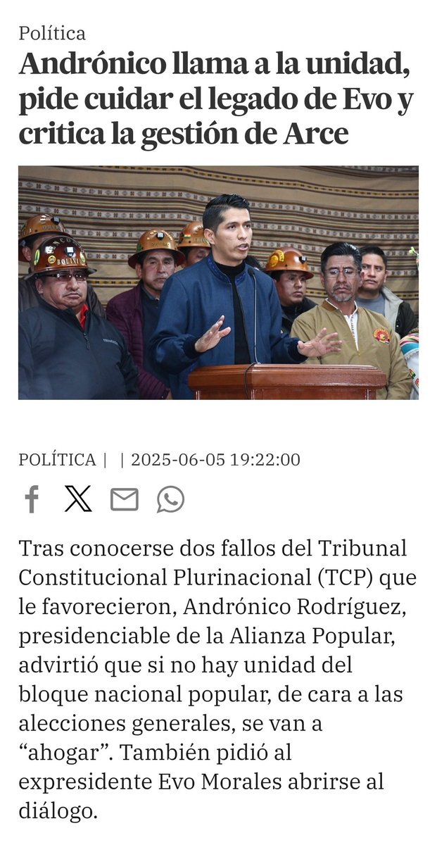 Está declaración deja entender que si Rodriguez llega al gobierno, entregará el poder a Evo. En conclusión, votar por Rodríguez es votar por Morales, el destructor de Bolivia.