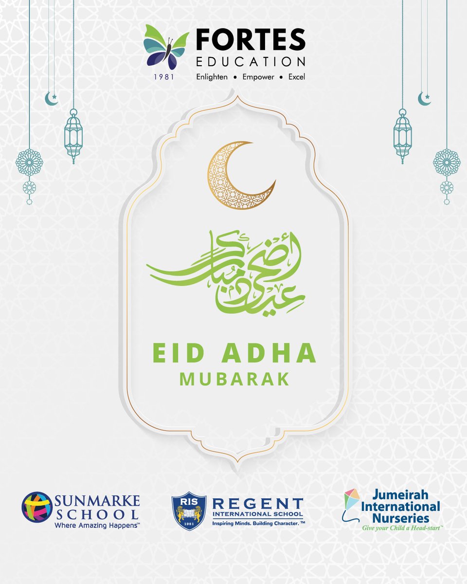 Eid Mubarak to our dear students, parents, and everyone in the Fortes Education family! May this Eid Al-Adha bring you joy and togetherness. Wishing everyone a blessed celebration filled with prosperity and peace. 🙂🌙

#EidAdhaMubarak #FortesEducation