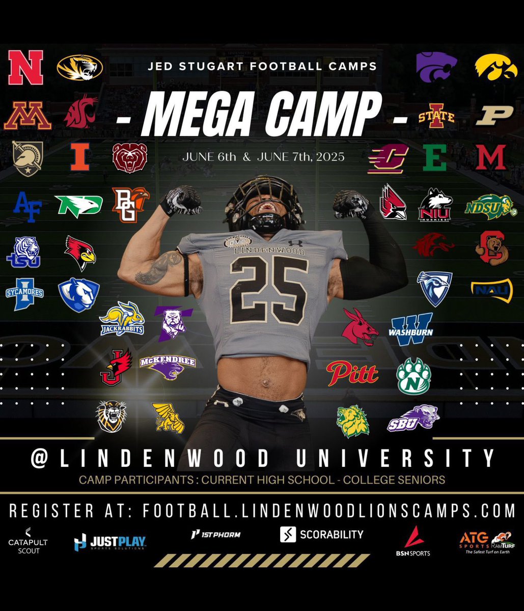 I will be at the Lindenwood Mega Camp June  6th Session 1!
<a href="/RitenourFball/">Yarmon Kirksey Sr.</a> <a href="/JPRockMO/">JP Rock</a>