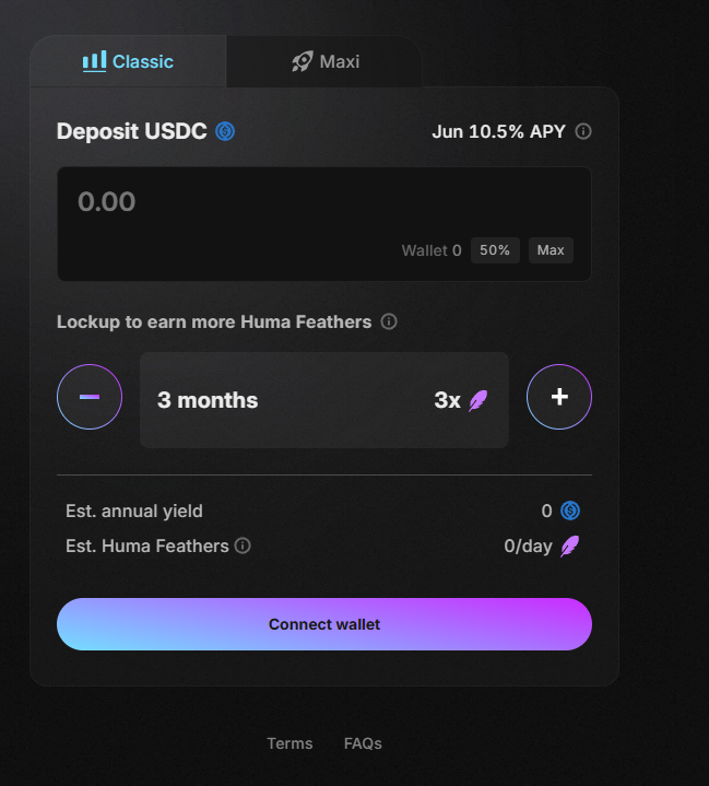 9) <a href="/solana/">Solana</a>  USDC Yield via <a href="/humafinance/">Huma Finance</a> 

I KNOW I just posted about syrupUSDC on Kamino and was genuinely excited for that, despite not realizing it had low liquidity.

YES, I know it's now at -14% at max leverage. Consider this my public apology. I was just eager to finally