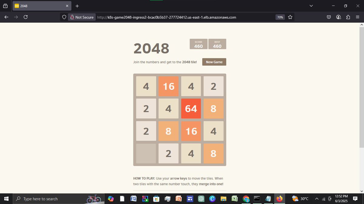 Pushpendra24_7's tweet photo. I’ve learned &amp; completed an End-to-End Kubernetes project on EKS!  Set up EKS, deployed the 2048 app with Ingress, and monitored the cluster. Thanks to #AbhishekVeeramalla for the guidance!  Screenshots below. #Kubernetes #AmazonEKS #DevOps https://t.co/dymTAjZ5wa