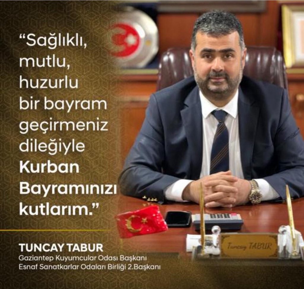 Tuncay TABUR (@tuncaytabur) on Twitter photo Esnaf 
Kardeşlerim,Hemşerilerim ve dostlarım
Sizin ve ailenizin Kurban Bayramını tebrik eder, aileniz ile birlikte sağlıklı,mutlu nice bayramlar 
dilerim. Esnaf 
Kardeşlerim,Hemşerilerim ve dostlarım
Sizin ve ailenizin Kurban Bayramını tebrik eder, aileniz ile birlikte sağlıklı,mutlu nice bayramlar 
dilerim.