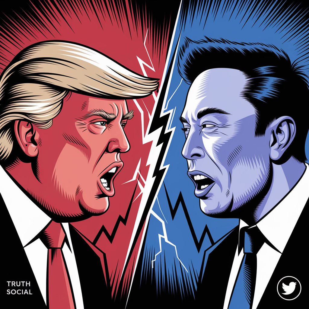 crvgalatta's tweet image. 🔥 Breaking: Trump-Musk bromance over! Former allies now in all-out social media war with Trump threatening govt contracts and Musk firing back with explosive claims. Tesla shares already dropping 14%. #TechPolitics #BreakingNews