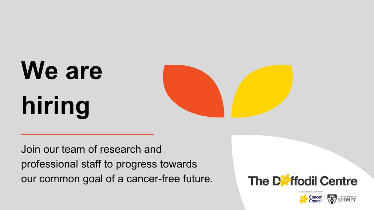 The Daffodil Centre (@daffodilcentre) on Twitter photo JOB OPPORTUNITY👋| #DaffodilCentre is seeking a driven #PostdoctoralResearchFellow to join our #OvarianCancer research stream!
APPLY NOW🔗 daffodilcentre.org/careers/
DEADLINE📅19 June 2025.
📍<a href="/syd_health/">Sydney Health</a> | <a href="/CCNewSouthWales/">Cancer Council NSW</a>
#⃣ #JobOpportunity | #OncologyJobs | #ResearchCareers | JOB OPPORTUNITY👋| #DaffodilCentre is seeking a driven #PostdoctoralResearchFellow to join our #OvarianCancer research stream!
APPLY NOW🔗 daffodilcentre.org/careers/
DEADLINE📅19 June 2025.
📍<a href="/syd_health/">Sydney Health</a> | <a href="/CCNewSouthWales/">Cancer Council NSW</a>
#⃣ #JobOpportunity | #OncologyJobs | #ResearchCareers |