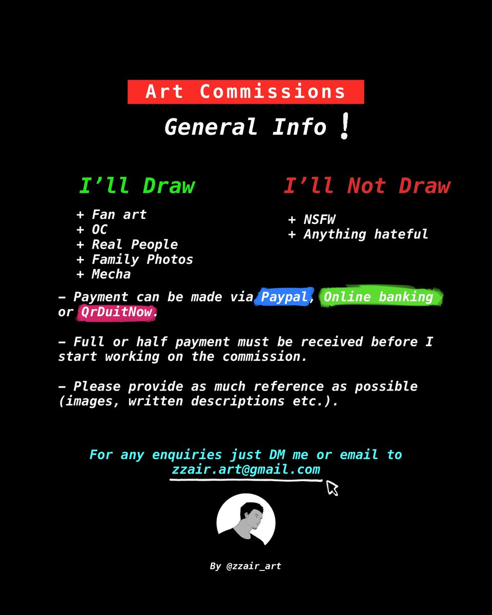 zzair_art's tweet image. Hey everyone! I'm now open for character art commissions. Feel free to DM me if you're interested! ๐จ๐
click the link on my bio to see more of my artworks :)