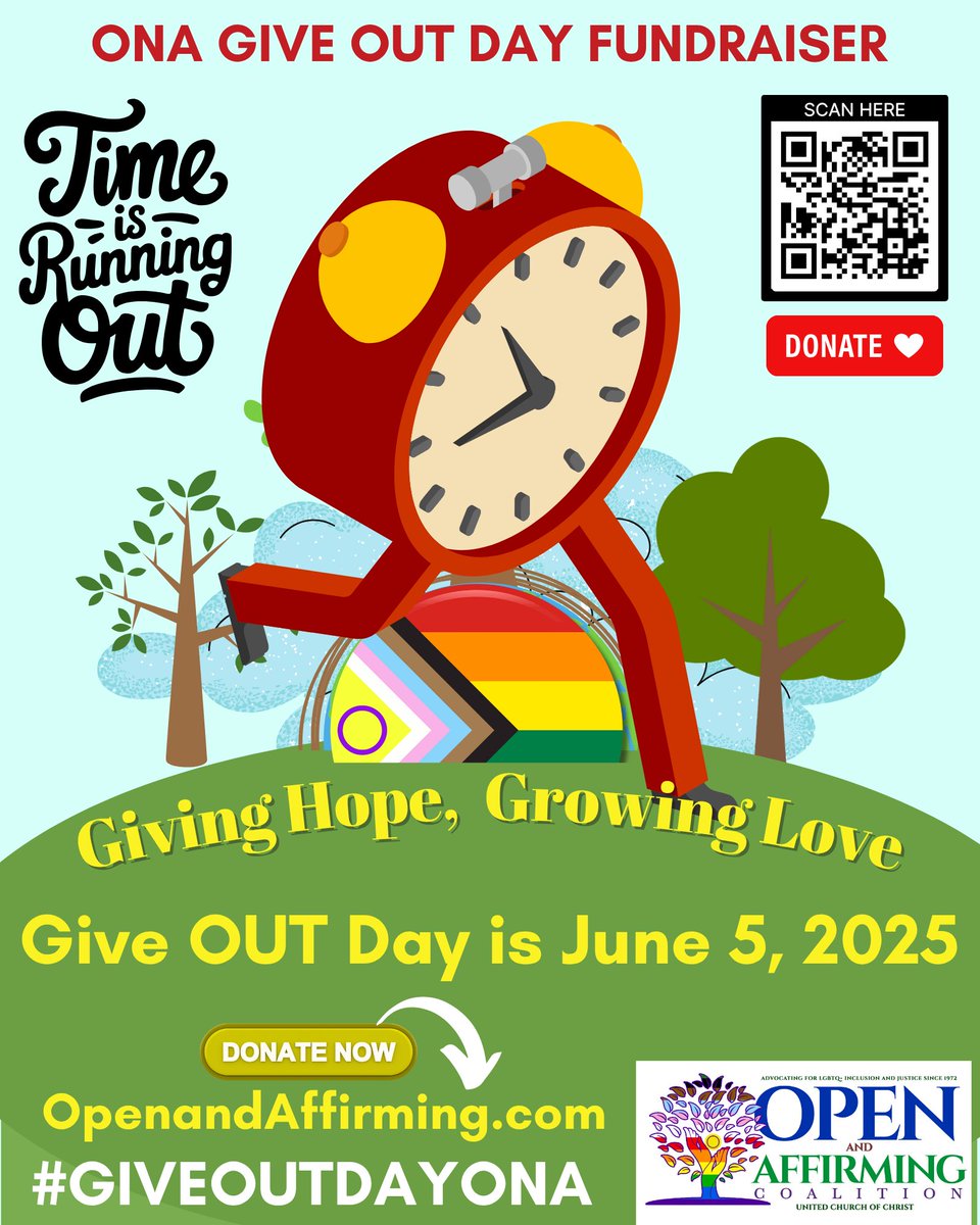 Final 55 mins of #GiveOUTDay!
This isn’t just a fundraiser—it’s a declaration: LGBTQ+ people of faith deserve affirmation, safety &amp; joy.
Every gift helps us build a Church where love leads.
giveoutday.org/organization/O…