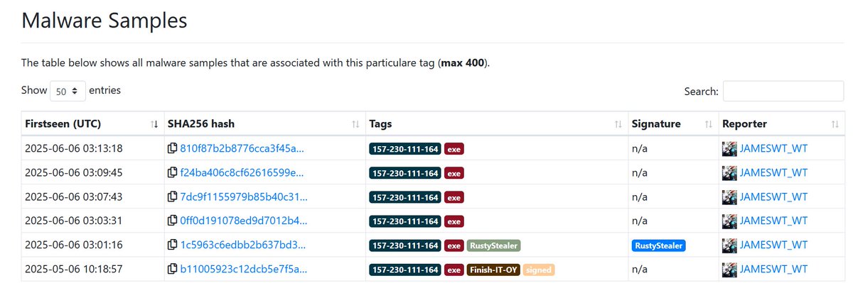 JAMESWT_WT's tweet image. "This is a new easy method for your documents"
https://reconve].io/download
#phishing 
👇
@dropbox url
virustotal.com/gui/url/1ecf2d…
virustotal.com/gui/url/5e2fa4…
👇
spread #Rusty #Stealer

Samples👇
bazaar.abuse.ch/browse/tag/157…

cc @SquiblydooBlog