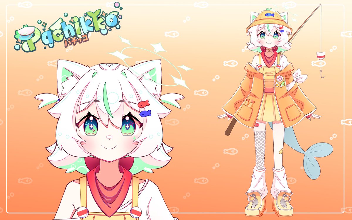 pachikko_'s tweet photo. Thank you for revealing my new model!! 🎉

Hi I'm Pachi, a cat fish vtuber that loves food! Ive been working on this model and concept for a few months now, so I'm happy to share it with you! ��

Stay tuned for the debut plans! https://t.co/ZBpcJ428GV