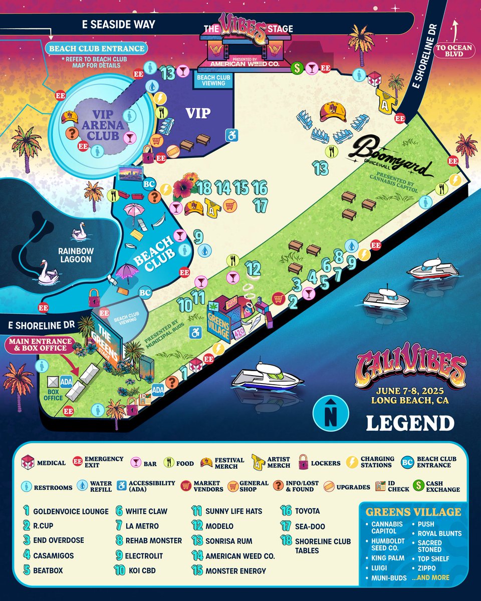 calivibesfest's tweet photo. Check out our official map of the Cali Vibes grounds to locate your crews HQ, sponsor chill zones, food and more!

Swipe to take a minute to find your best route to the show from ride share to parking and LA Metro. See you this weekend June 7-8th in the LBC at Marina Green Park! https://t.co/wfXpia1zIx