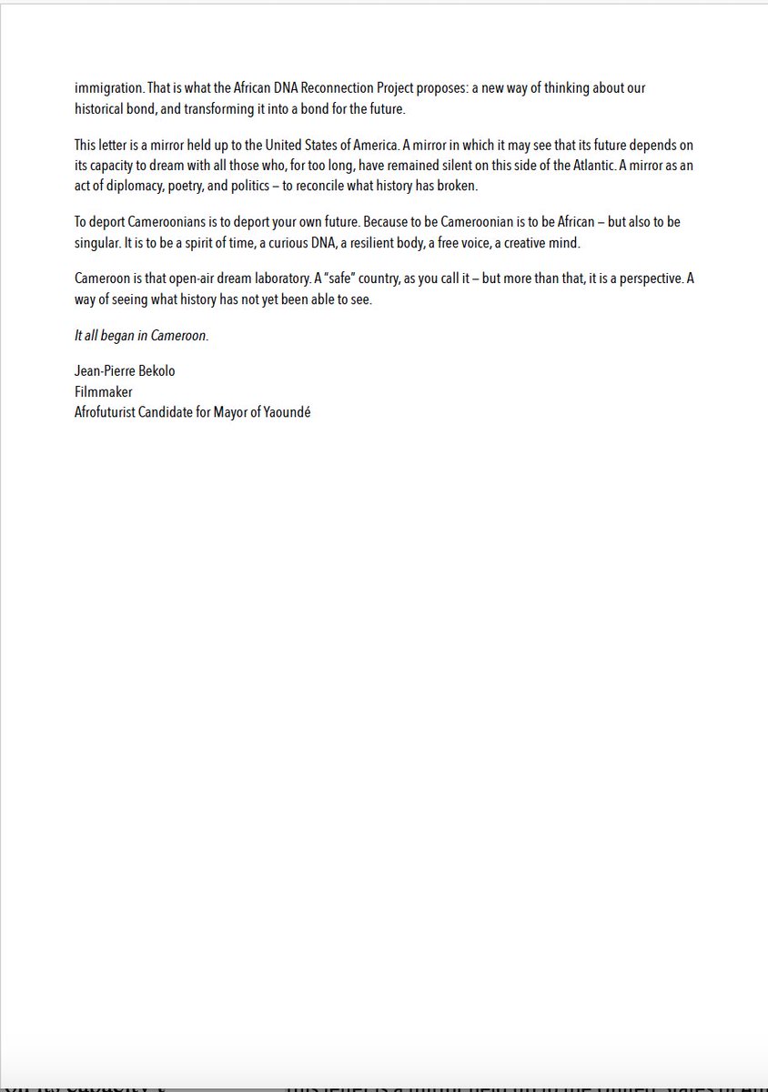 YOU DON’T DÉPORT A CAMEROONIAN - Open Letter to Donald Trump