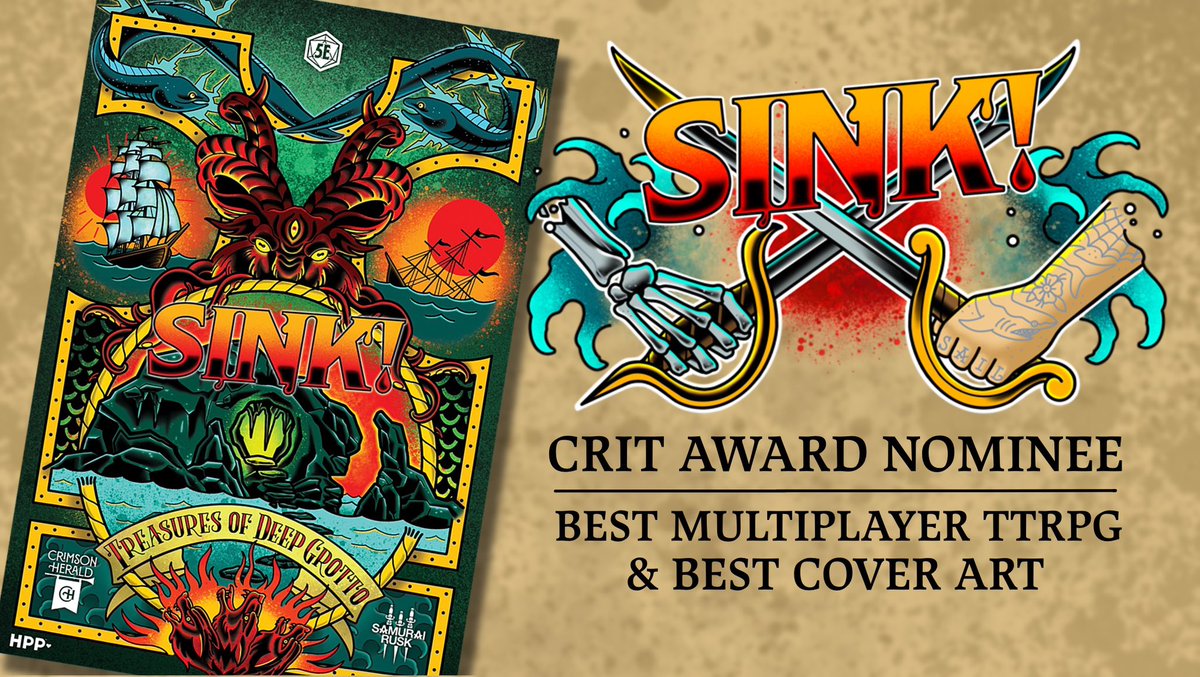 Did you know SINK! has been nominated for not one, but two Crit Awards?! 🤯