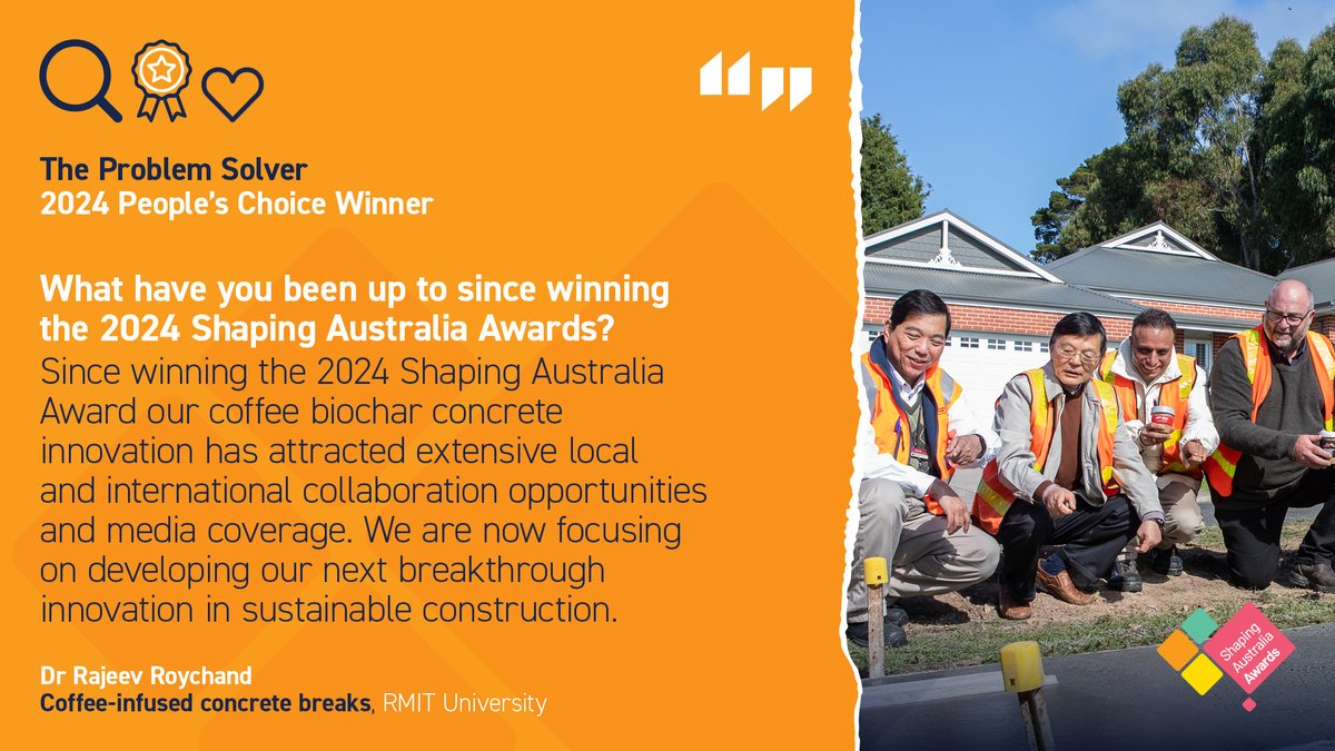 Universities Australia (@uniaus) on Twitter photo 2024 WINNER SPOTLIGHT | Meet <a href="/RajeevRoychand/">rajeev roychand</a> from <a href="/RMIT/">RMIT University</a>, our Problem Solver People's Choice winner! Since receiving the award, Dr Roychand has continued to drive real-world impact through his innovative research on coffee biochar.
Now it’s your turn. The 2025 Shaping Australia 2024 WINNER SPOTLIGHT | Meet <a href="/RajeevRoychand/">rajeev roychand</a> from <a href="/RMIT/">RMIT University</a>, our Problem Solver People's Choice winner! Since receiving the award, Dr Roychand has continued to drive real-world impact through his innovative research on coffee biochar.
Now it’s your turn. The 2025 Shaping Australia