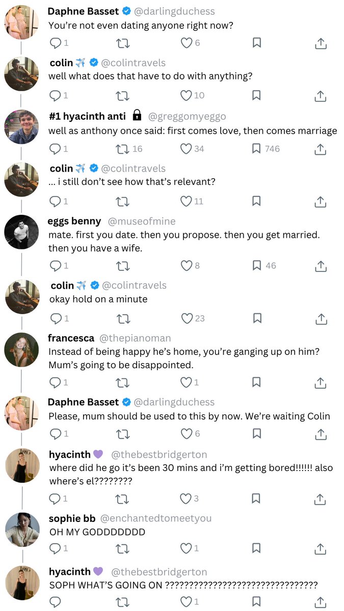 moonlit_gardens's tweet image. colin thinks you should be allowed to leave work early if you miss your wife!