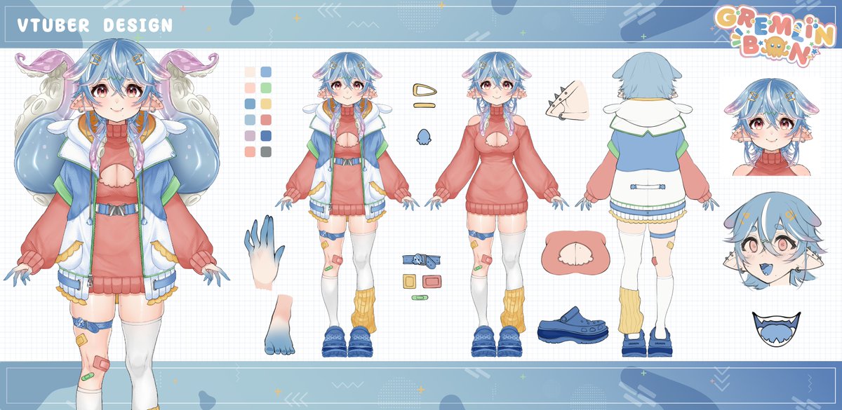 gremlinbon's tweet image. VTUBER REFERENCE SHEET
Finally made a reference sheet for my vtuber~!