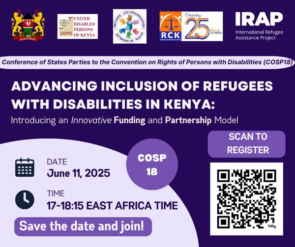 REFUGEE-LED ORGANIZATION NETWORK OF KENYA (@relon_kenya) on Twitter photo 📷 Public Announcement
Are you party to the UN Convention on the Rights of Persons with Disabilities or advancing inclusion for Persons with Disabilities?
Join us virtually by registering here: us06web.zoom.us/.../WN_iqB_ORD…
<a href="/IRAP/">IRAP</a> <a href="/UDPKenya/">UDPK</a> <a href="/relon_kenya/">REFUGEE-LED ORGANIZATION NETWORK OF KENYA</a> will avail an innovative 📷 Public Announcement
Are you party to the UN Convention on the Rights of Persons with Disabilities or advancing inclusion for Persons with Disabilities?
Join us virtually by registering here: us06web.zoom.us/.../WN_iqB_ORD…
<a href="/IRAP/">IRAP</a> <a href="/UDPKenya/">UDPK</a> <a href="/relon_kenya/">REFUGEE-LED ORGANIZATION NETWORK OF KENYA</a> will avail an innovative