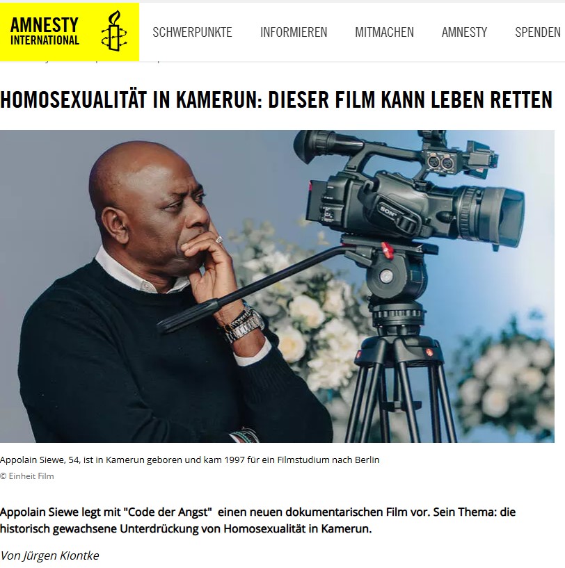 DropOut_Cinema's tweet image. Interview mit Regisseur Appolain Siewe zu seinem Film "Code der Angst" über #Homofeindlichkeit in Kamerun:
#PrideMonth
amnesty.de/informieren/am…