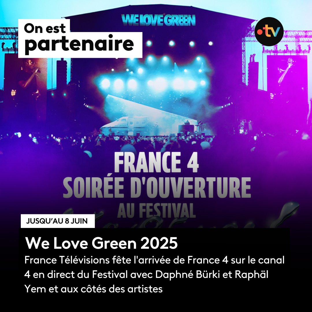 France Télévisions (@francetele) on Twitter photo 🌞 🎶 We Love France 4 sur le canal 4 !
On fête le changement de canal en direct du Festival avec <a href="/Daphne_Burki01/">Daphné Burki</a> et <a href="/RaphalYem/">Raphäl Yem</a> aux côtés des artistes.
📲 Ce soir dès 21h sur France 4 et <a href="/FranceTV/">France tv</a> 🌞 🎶 We Love France 4 sur le canal 4 !
On fête le changement de canal en direct du Festival avec <a href="/Daphne_Burki01/">Daphné Burki</a> et <a href="/RaphalYem/">Raphäl Yem</a> aux côtés des artistes.
📲 Ce soir dès 21h sur France 4 et <a href="/FranceTV/">France tv</a>