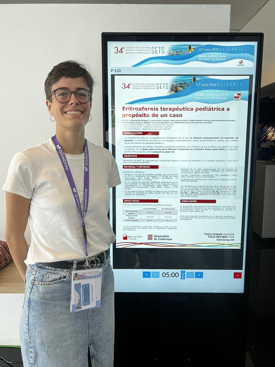 La nostra resident d’Hematologia Carlota Lamadrid presentant el Pòster de Eritrosfèresi Terapèutica en pediatria <a href="/hematosantpau/">Hematología SantPau</a> <a href="/HospitalSantPau/">Sant Pau - Campus Salut Barcelona</a> <a href="/SETS_es/">SETS</a> #SETS2025