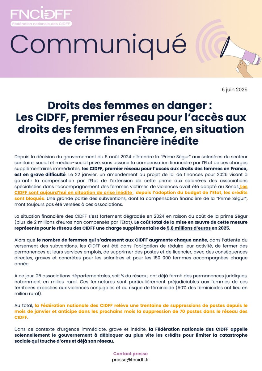 🔴 Droits des femmes en danger

Les CIDFF, premier réseau pour l'accès aux droits des femmes en France, en situation de crise financière inédite.

Notre communiqué ↓
