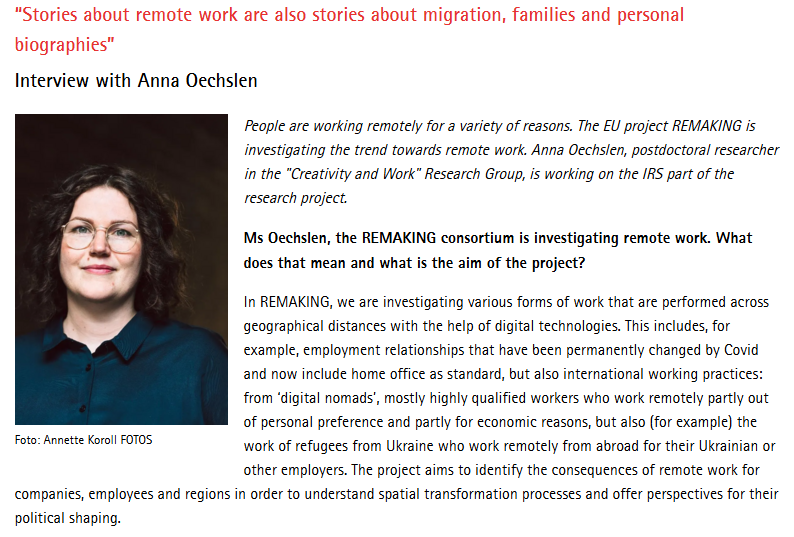 Remaking (@remaking_eu) on Twitter photo 🔸Our partner in <a href="/A_Oechslen/">Anna Oechslen</a> has been interviewed by her <a href="/IRSErkner/">Leibniz-Institut für Raumbezogene Sozialforschung</a> colleagues about her involvement in the #REMAKING project
🔗Full interview:
🔹ENG leibniz-irs.de/en/aktuelles/s…
🔹GER leibniz-irs.de/aktuelles/gesc…
#HorizonEU 🔸Our partner in <a href="/A_Oechslen/">Anna Oechslen</a> has been interviewed by her <a href="/IRSErkner/">Leibniz-Institut für Raumbezogene Sozialforschung</a> colleagues about her involvement in the #REMAKING project
🔗Full interview:
🔹ENG leibniz-irs.de/en/aktuelles/s…
🔹GER leibniz-irs.de/aktuelles/gesc…
#HorizonEU