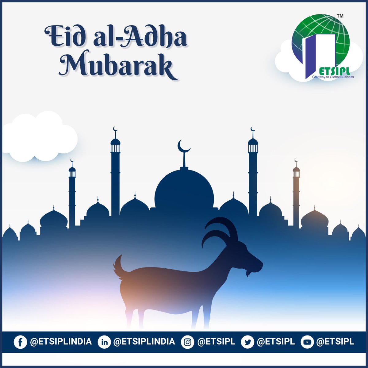 🌙 Eid al-Adha Mubarak from ETSIPL 🌙

On this blessed occasion of Eid al-Adha, we extend our heartfelt wishes to you all.

May this festival of sacrifice and gratitude bring peace, prosperity, and countless blessings to you and your loved ones. 🌟

Eid Mubarak!

#EidAlAdha