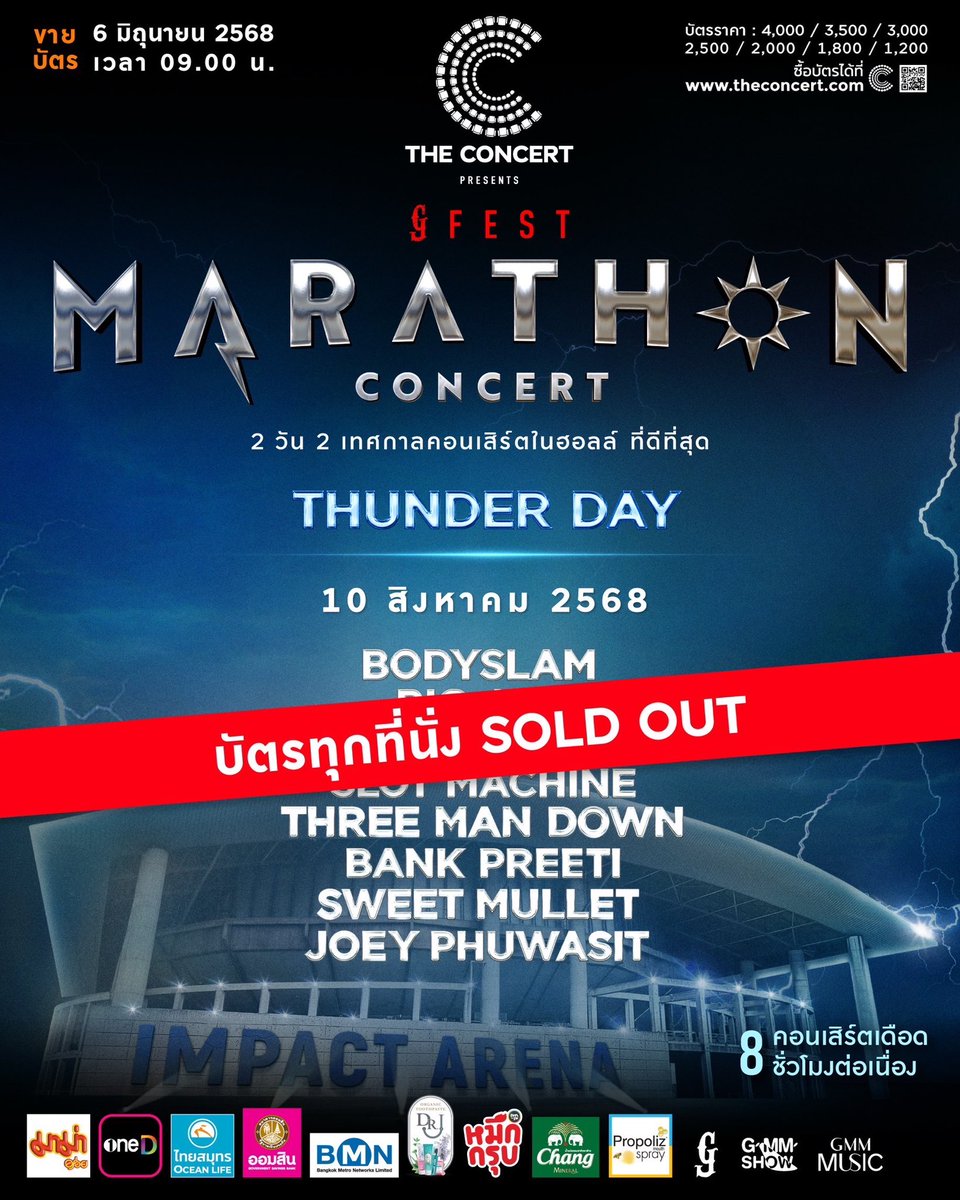 gfestTH's tweet image. บัตร SOLD OUT แล้ว
แล้วเจอกันในวันของคุณ ชาวมาราธอน

⚠️ โปรดระวังมิจฉาชีพ และการซื้อบัตรต่อจากบุคคลอื่น

#MarathonConcert2025
#TheConcertApplication
#GFest
#GMMShow
#2วัน2เทศกาลคอนเสิร์ตในฮอลล์ที่ดีที่สุด