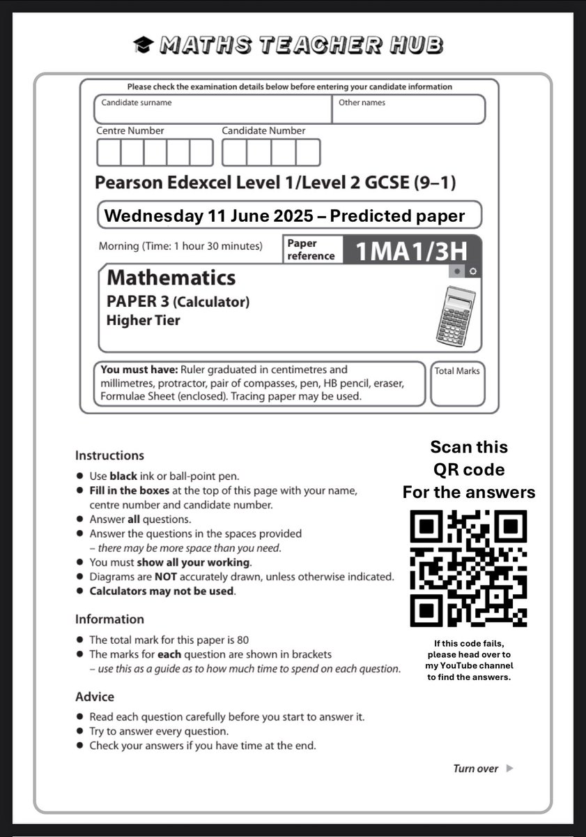 MathsTeacherHub's tweet image. 🚨3H Predicted Paper🚨
It was a late night getting this one ready, so I do apologise if there are any mistakes.
Hopefully there are some interesting questions for your students to cut their teeth with.
#mathspaper3 #gcsemaths
mcusercontent.com/ddac034ed01a24…