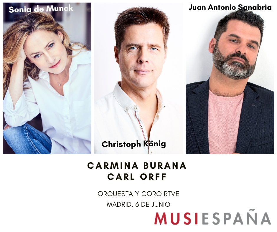 La Orquesta y Coro RTVE celebra el 75º aniversario del Coro y el 60º de la Orquesta interpretando hoy Carmina Burana bajo la dirección de Christoph König y con Sonia de Munck y Juan Antonio Sanabria entre las voces solistas.

<a href="/OCRTVE/">Orquesta y Coro RTVE</a> <a href="/ccckoenig/">Christoph König</a>  <a href="/soniademunck/">Sonia de Munck</a> <a href="/Juan_A_Sanabria/">Juan A. Sanabria</a>