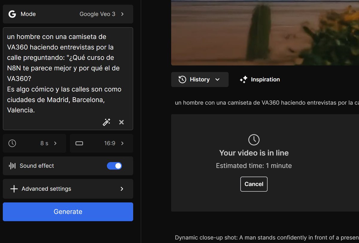 Probando VEO 3 en <a href="/freepik/">Freepik</a>