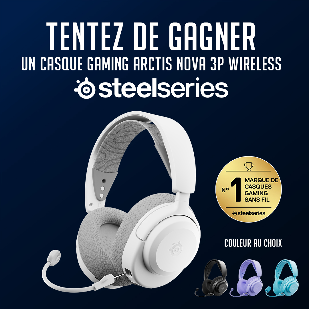 Micromania-Zing (@micromania_fr) on Twitter photo Et si on vous faisait gagner un casque gaming Arctis Nova 3P wireless ?!
Pour sa sortie, tentez de gagner votre exemplaire de la couleur de votre choix 🔥
Pour participer :
🎧️ Like, RT & Follow <a href="/Micromania_Fr/">Micromania-Zing</a> et <a href="/SteelSeries/">SteelSeries</a>
🎧️ Mentionner en réponse un ami avec Et si on vous faisait gagner un casque gaming Arctis Nova 3P wireless ?!
Pour sa sortie, tentez de gagner votre exemplaire de la couleur de votre choix 🔥
Pour participer :
🎧️ Like, RT & Follow <a href="/Micromania_Fr/">Micromania-Zing</a> et <a href="/SteelSeries/">SteelSeries</a>
🎧️ Mentionner en réponse un ami avec